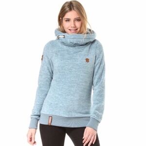 Naketako Glitzermuschi ll Dark Knight Melange Cowl Neck Fleece Hoodie size M